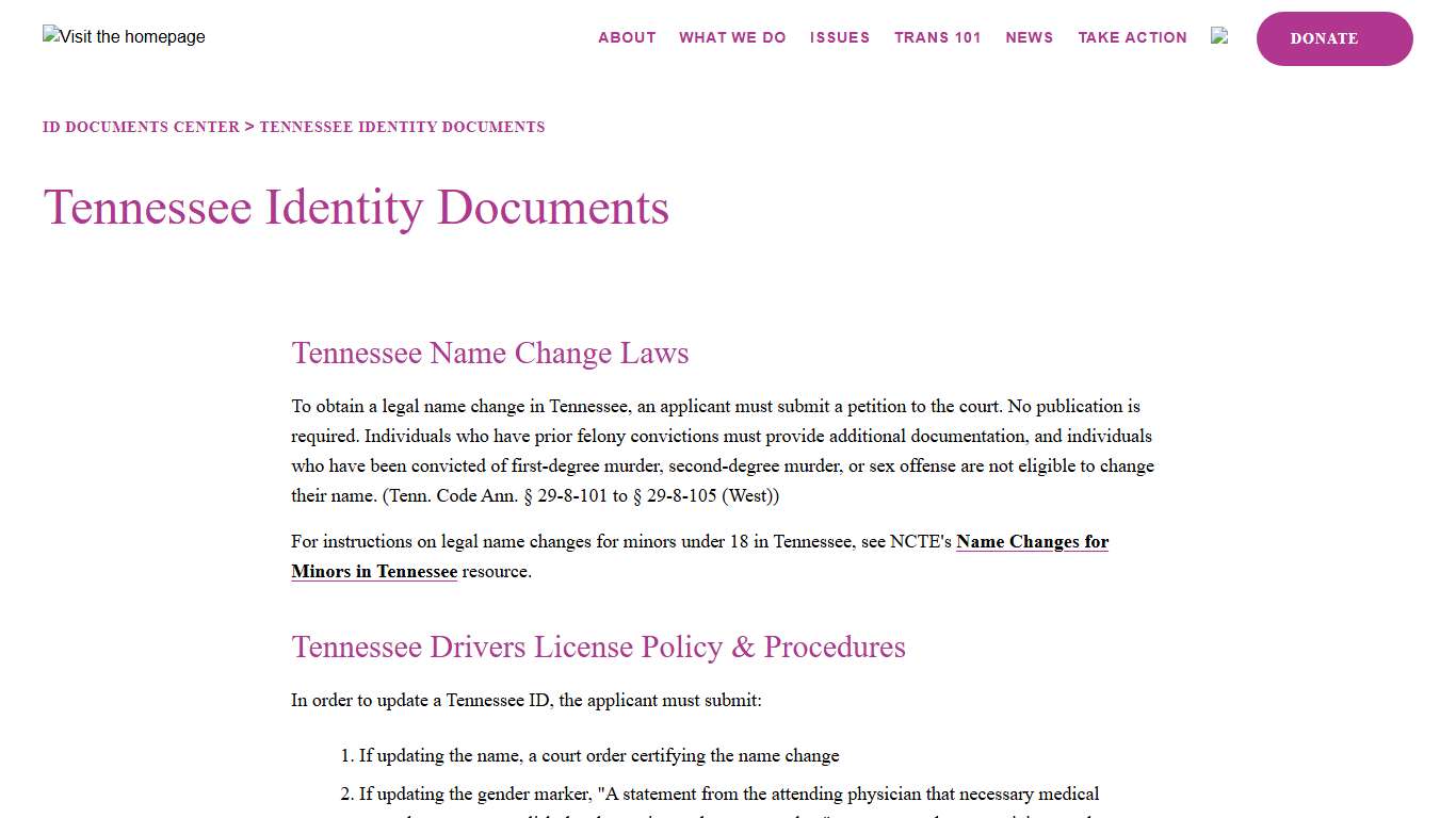 Tennessee Identity Documents | A4TE