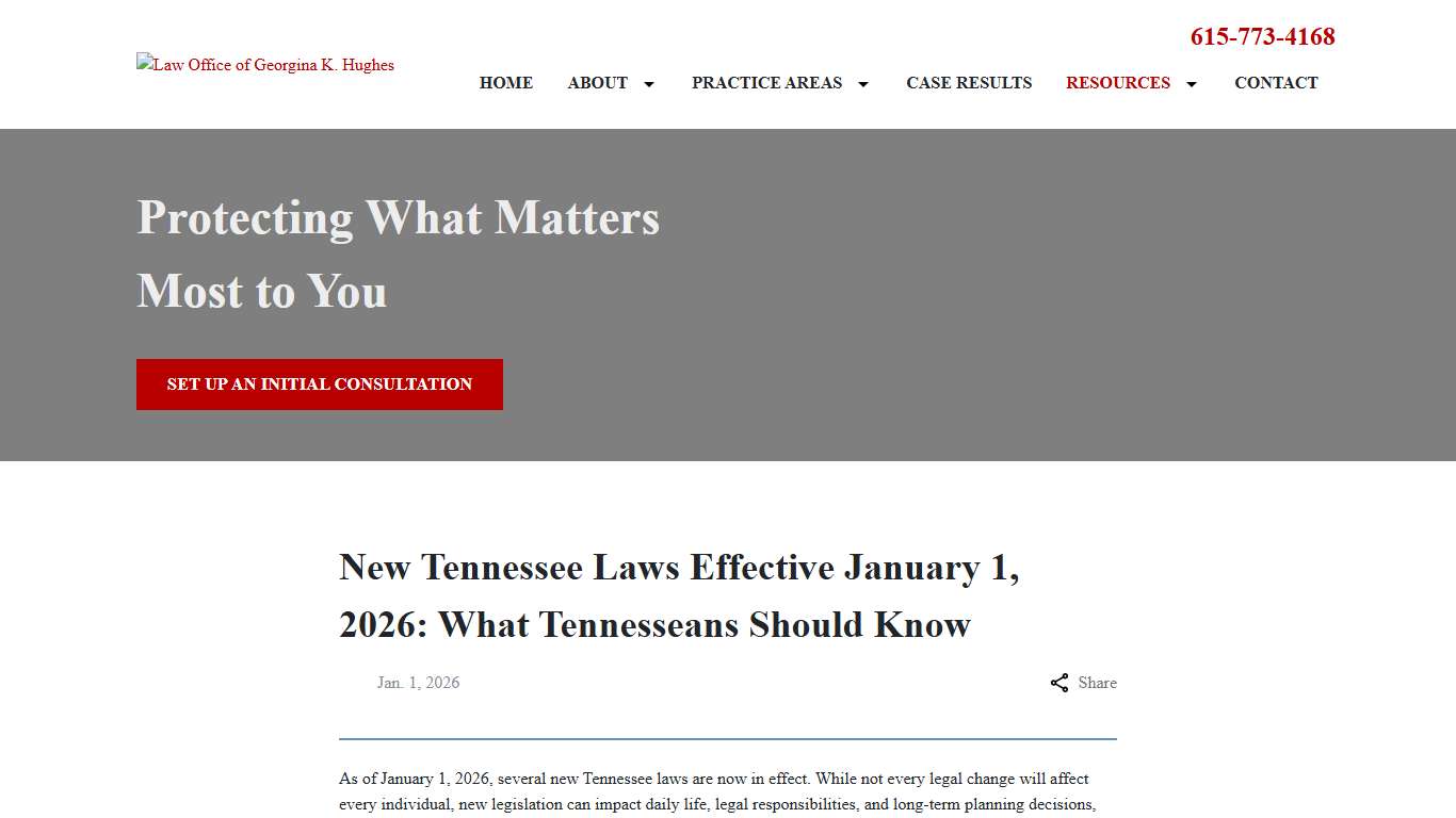 New Tennessee Laws Effective January 1, 2026 | What You Should Know | Law Office of Georgina K. Hughes